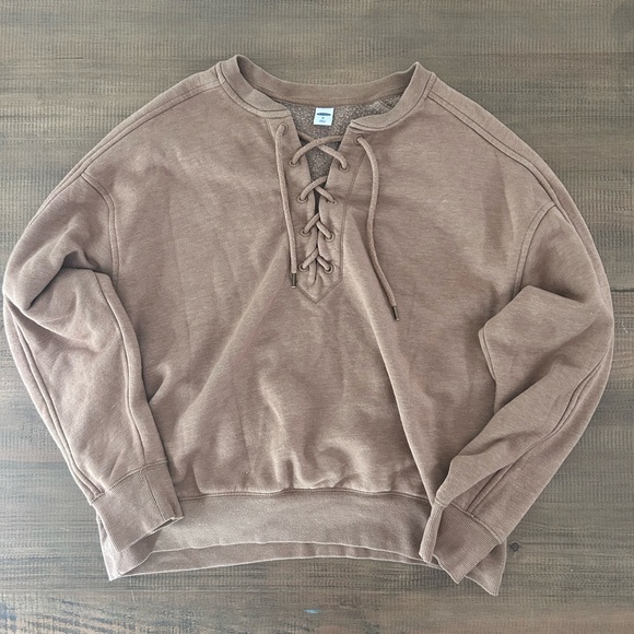 Old Navy Brown Lace-Up Sweatshirt - Picture 1 of 1